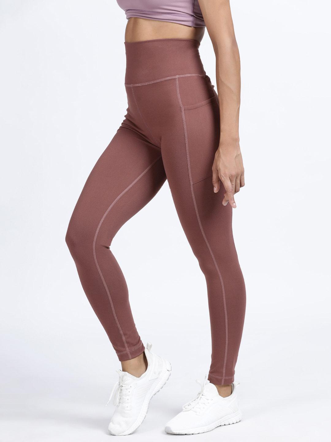 Stash Me In Back Zipper leggings for women - Mauve