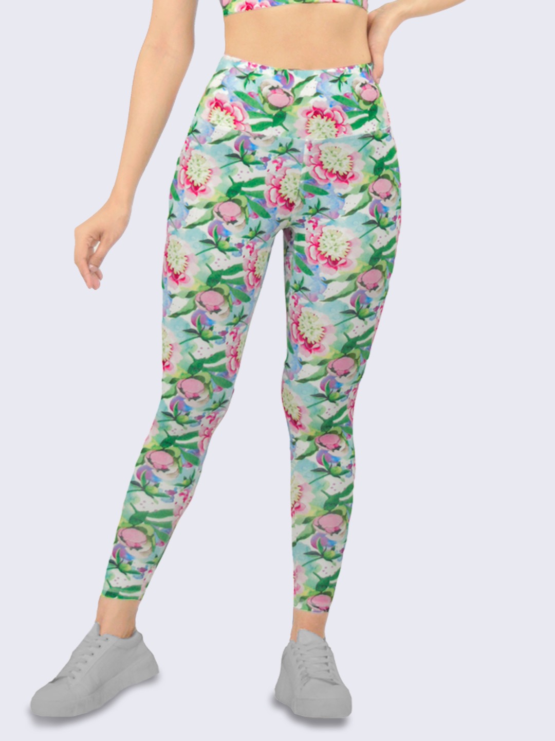 Artist Brush Floral Print Full Length Leggings - front