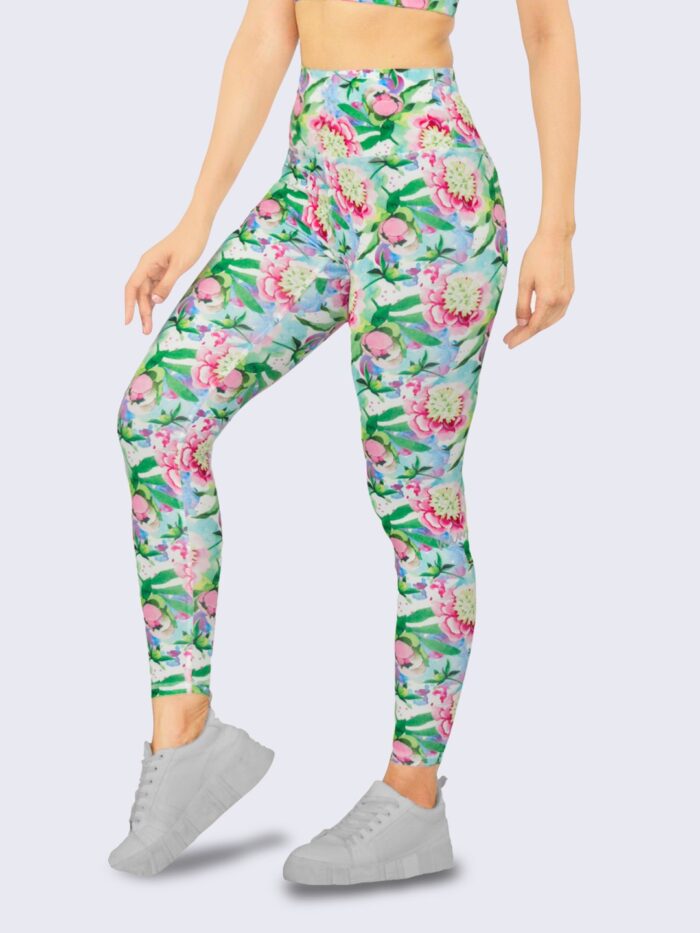 Artist Brush Floral Print Full Length Leggings - front view