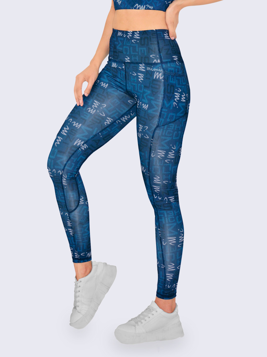 Mimi by Michelle Salins Logomania Print Full Length Leggings Front view