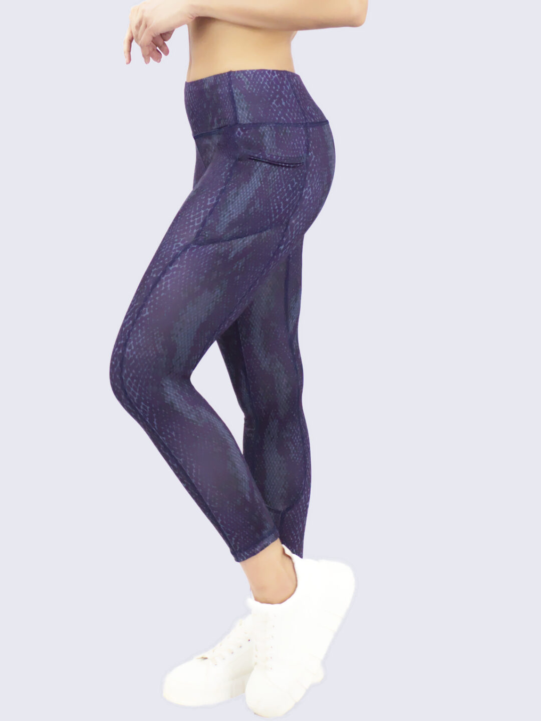 Mimi by Michelle Salins Cobalt Blue Snake Print Full Length Leggings Side view